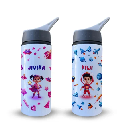 personalized water bottle for kids with photo 600 ML cover